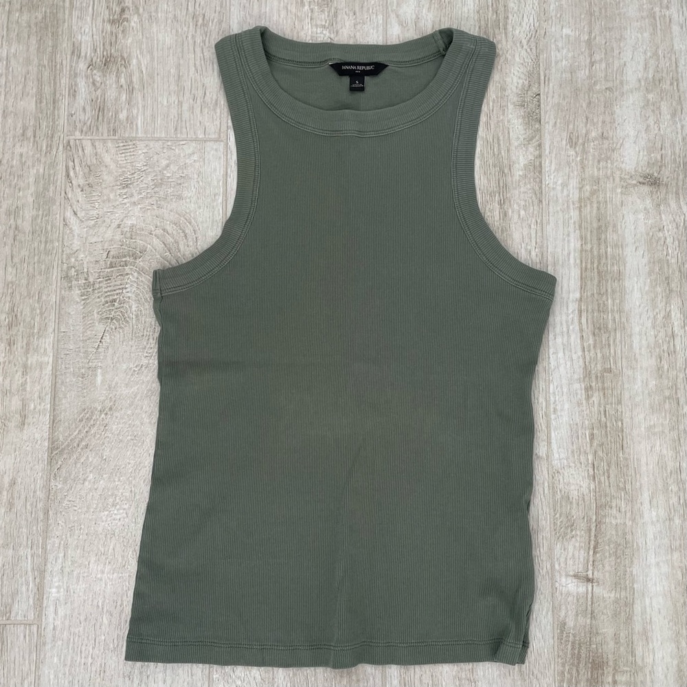 Banana Republic FITTED RIBBED TANK, Sugar Pine Green, S